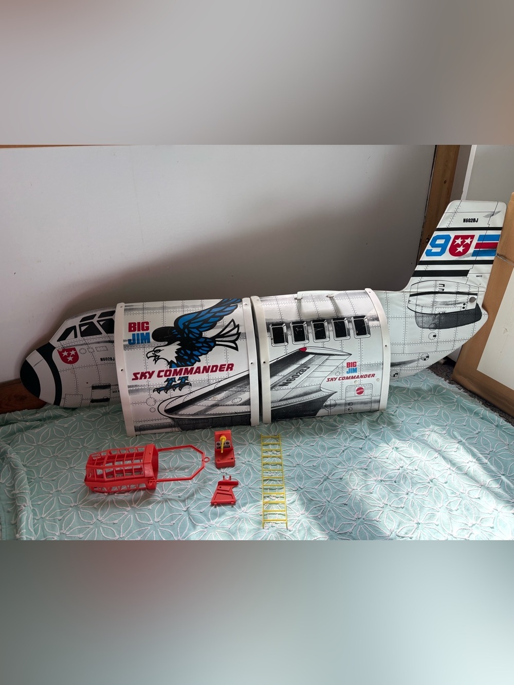 Vintage 1973 Mattel Big Jim Sky Commander Airplane Playset with some accessories